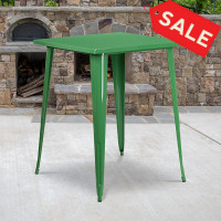 Flash Furniture CH-51040-40-GN-GG 31.5" Square Bar Height Green Metal Indoor-Outdoor Table